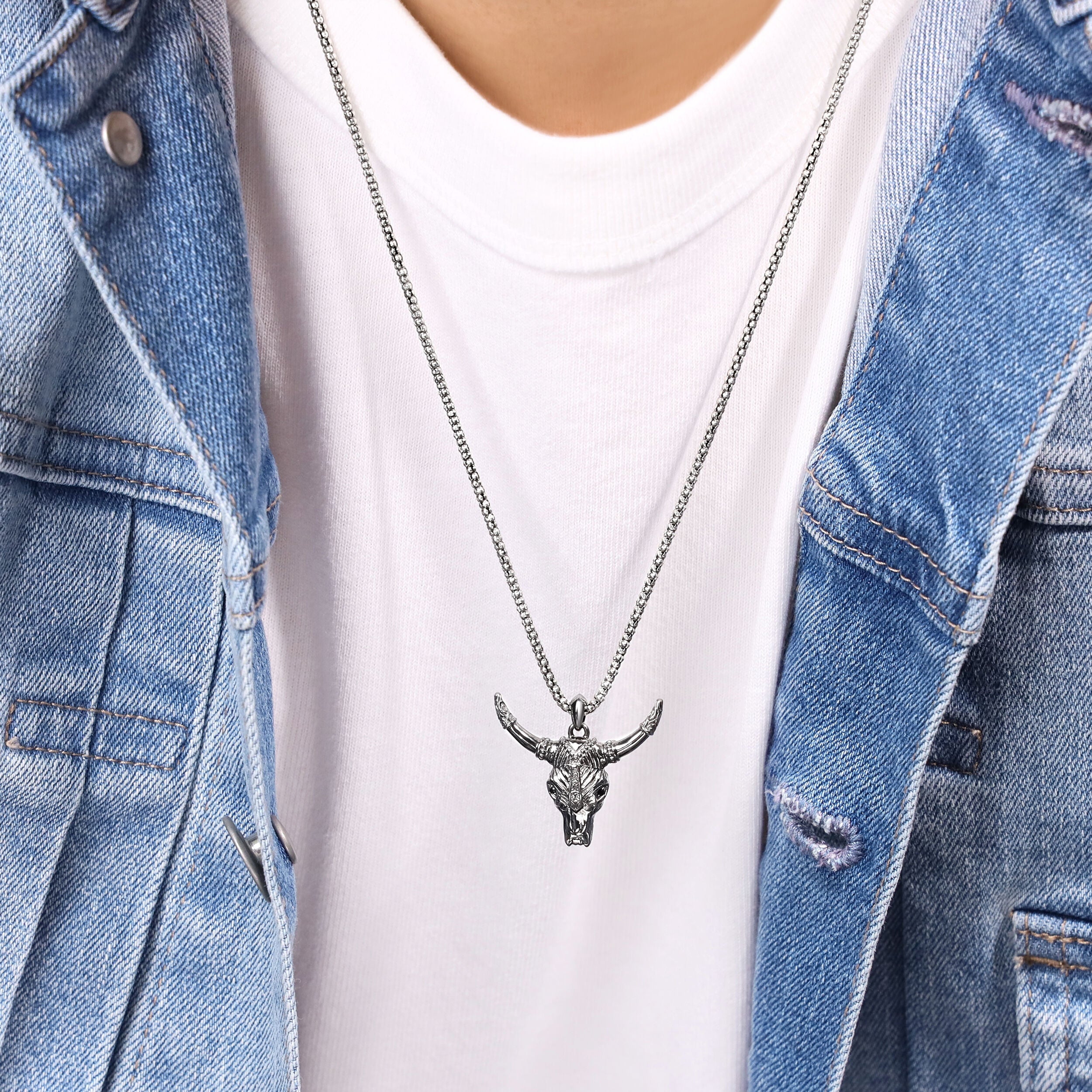 Sterling Silver Bull's Head Pendant