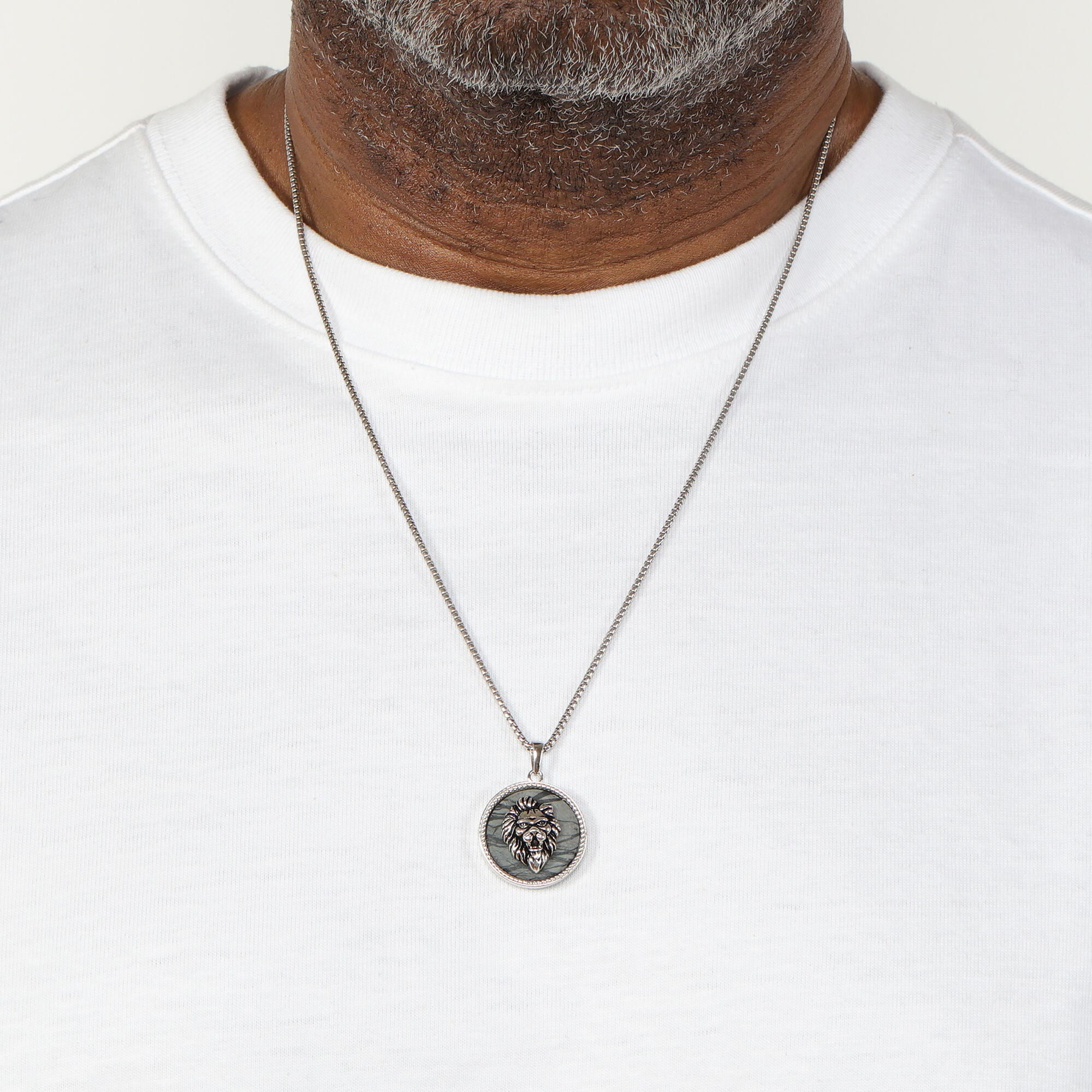 Sterling Silver Lion's Head Medallion Pendant