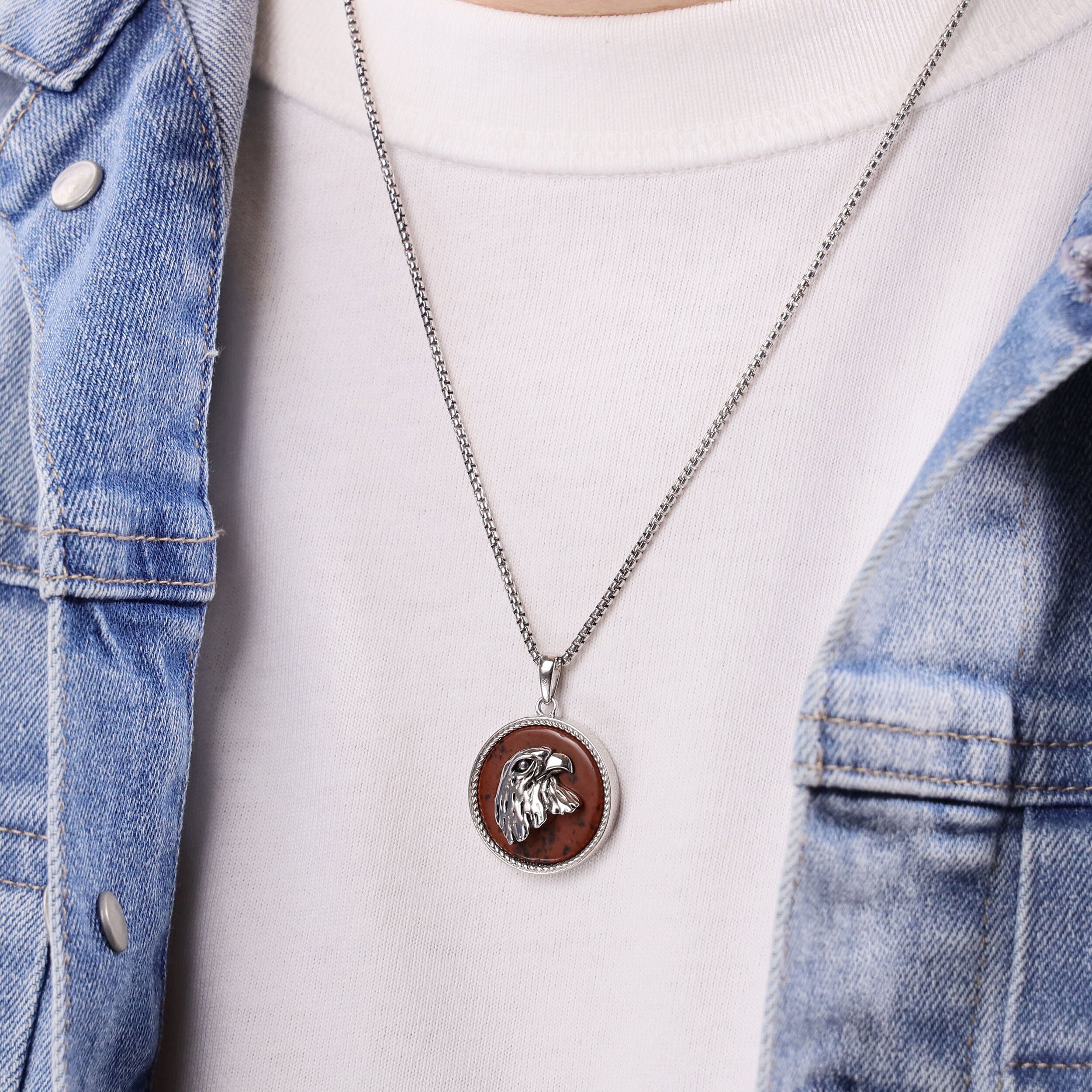 Sterling Silver Eagle's Head Medalion Pendant