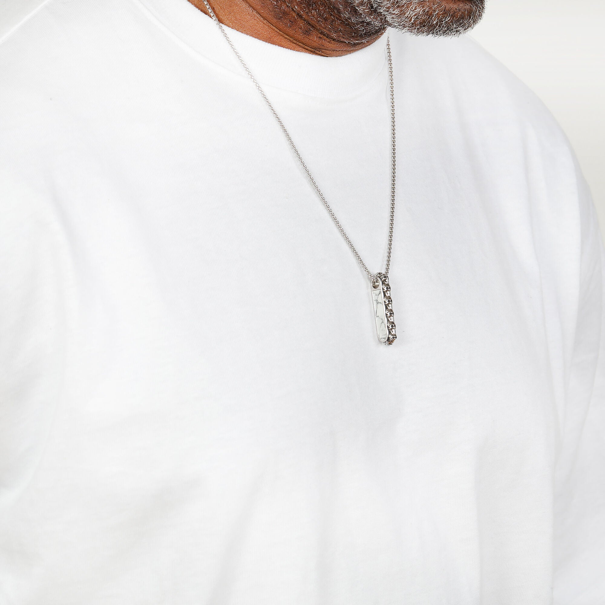 Sterling Silver Skull Bar Pendant