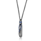 Sterling Silver Paperclip Pendant with Created Sapphire