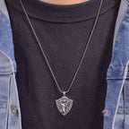 Sterling Silver Snake Shield Pendant