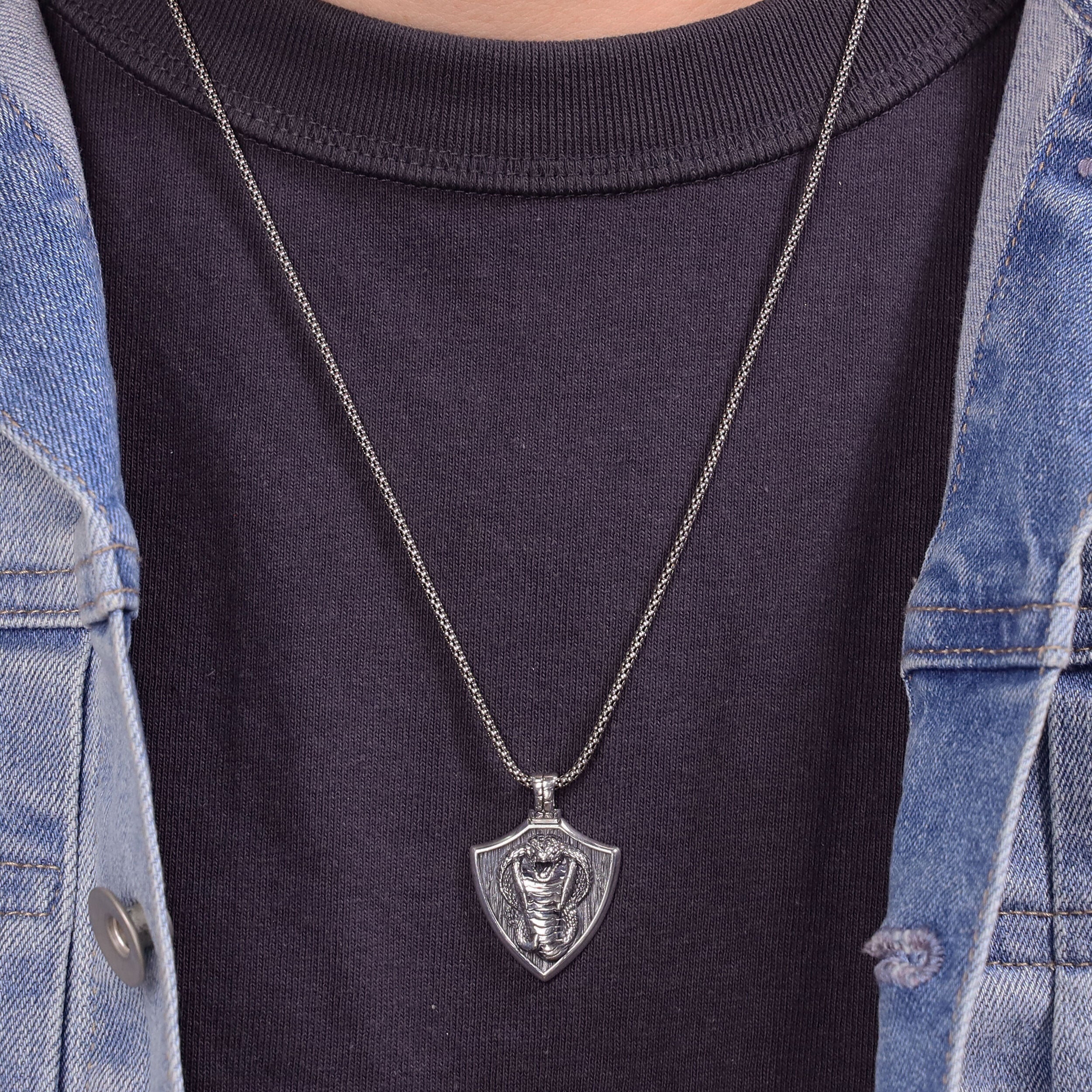 Sterling Silver Snake Shield Pendant