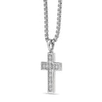 Sterling Silver Lab-Grown Diamond Outline Cross Pendant