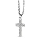 Sterling Silver Lab-Grown Diamond Outline Cross Pendant