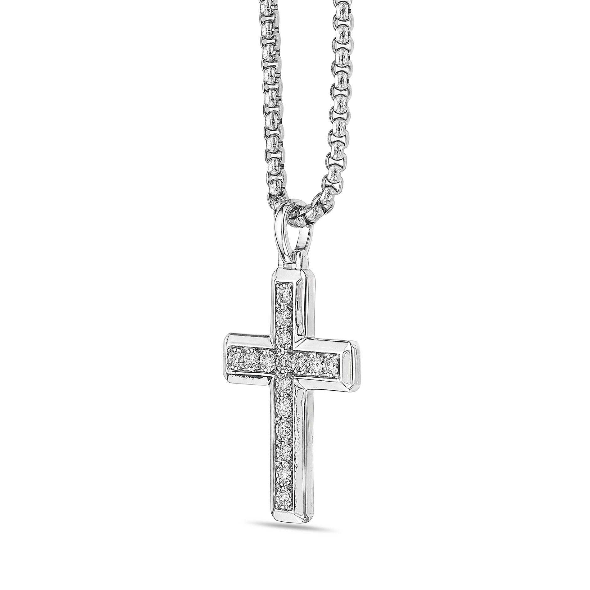 Sterling Silver Lab-Grown Diamond Outline Cross Pendant