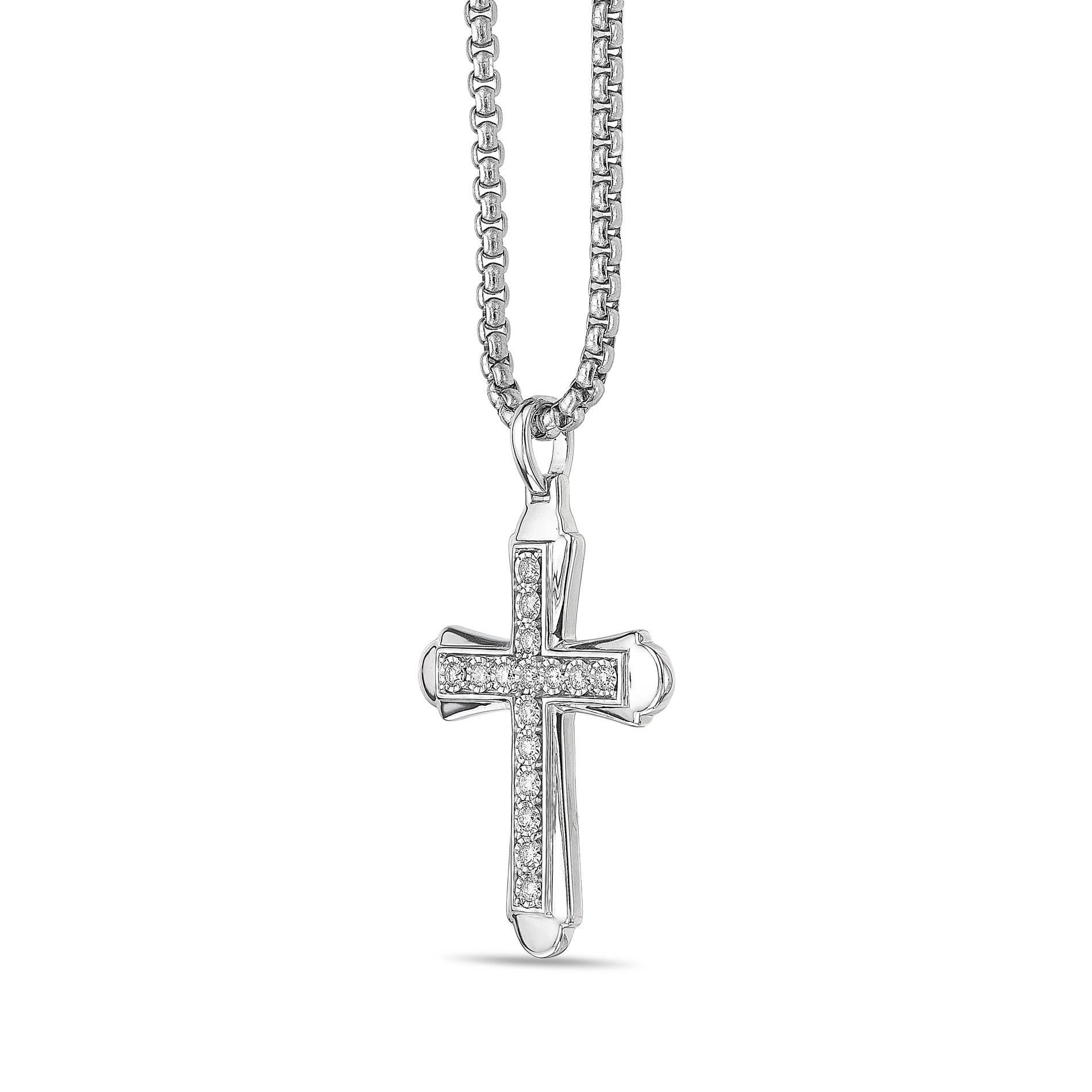 Sterling Silver Lab-Grown Diamond Outline Cross Pendant