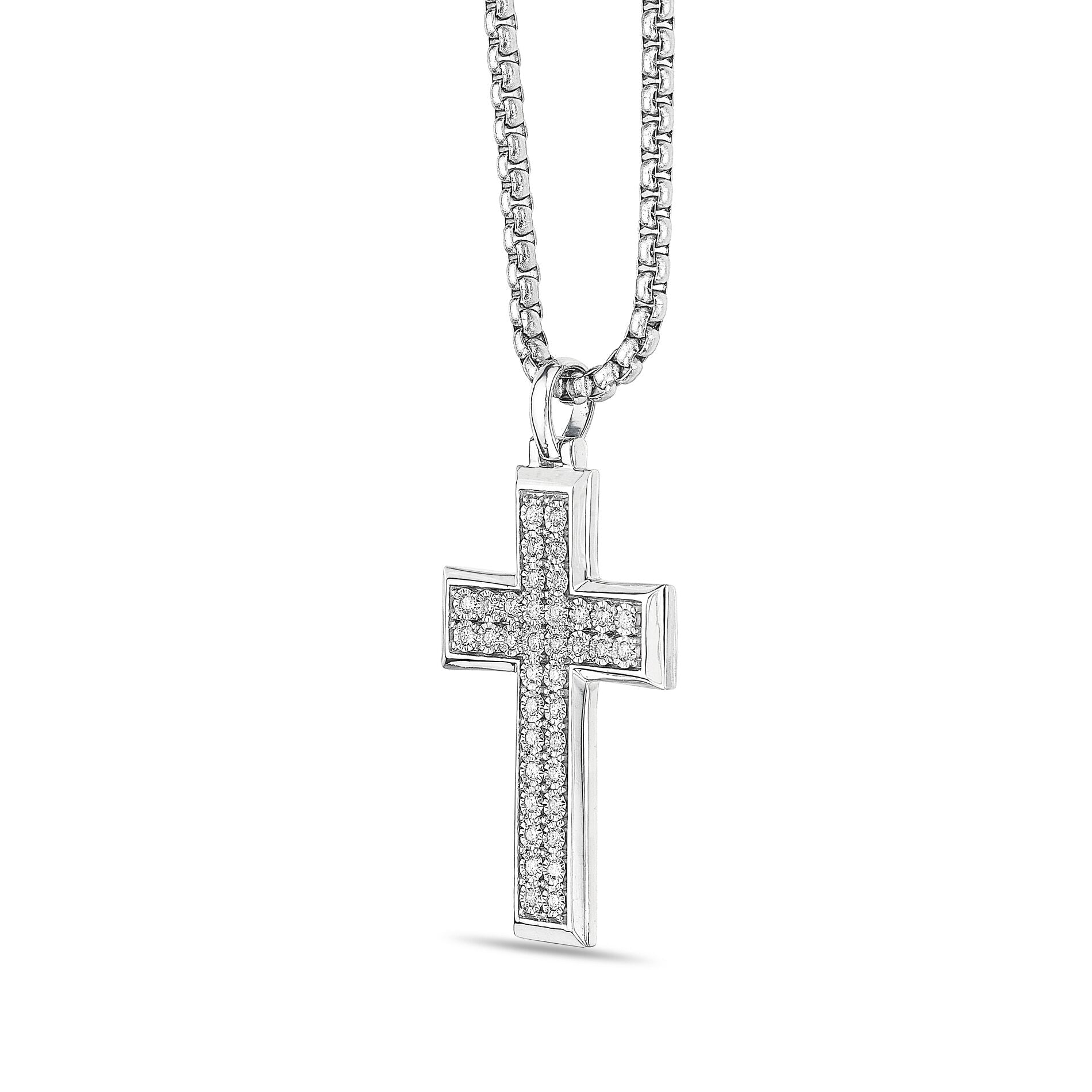Sterling Silver Lab-Grown Diamond Pavé Cross Pendant