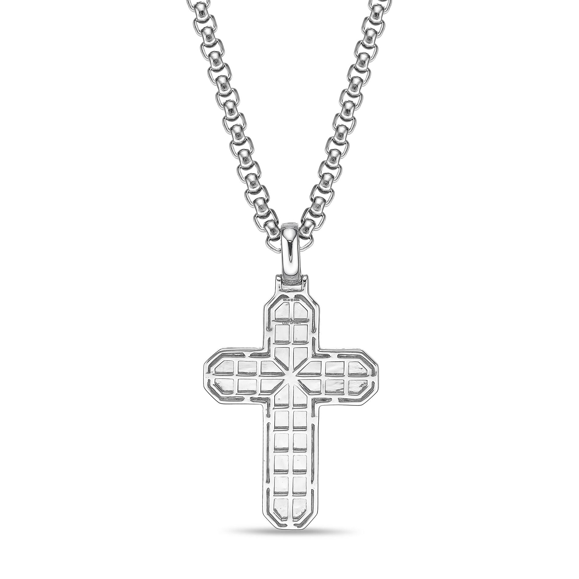 Sterling Silver Lab-Grown Diamond Framed Cross Pendant