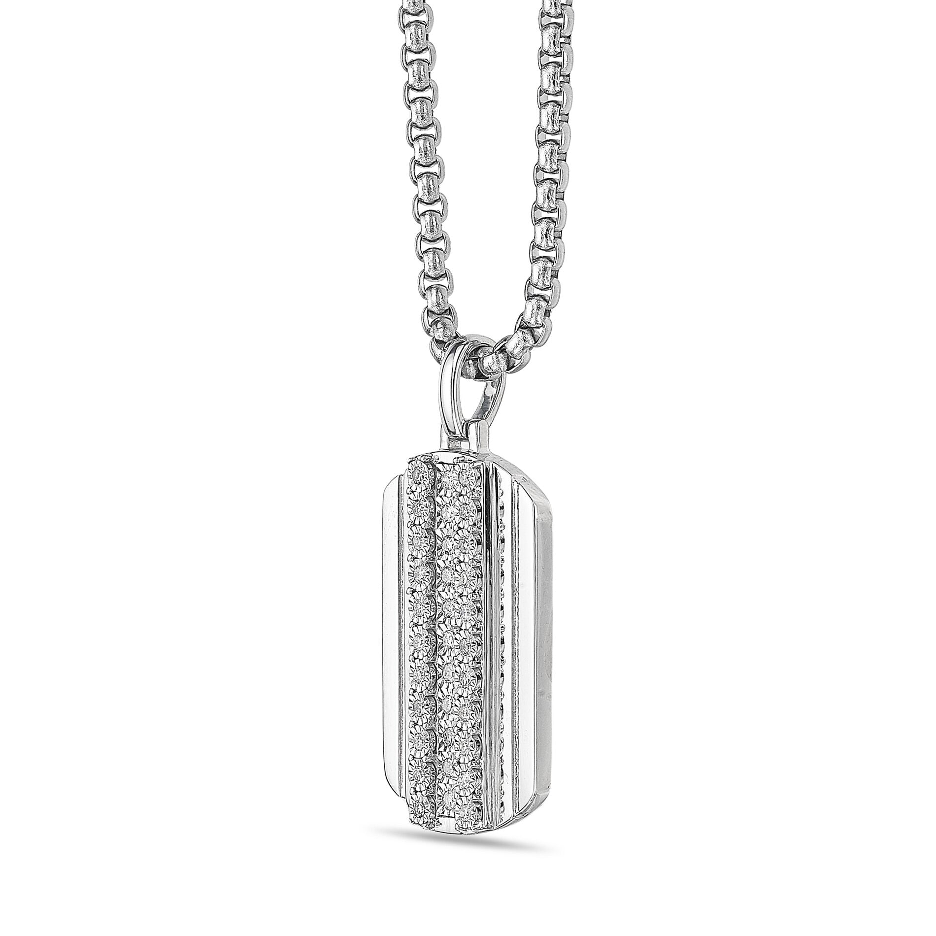 Sterling Silver Lab-Grown Diamond Dog Tag Pendant