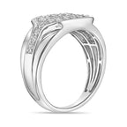 Sterling Silver Lab-Grown Diamond Cushion Cluster Ring