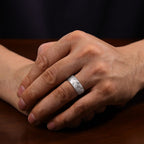 Sterling Silver Created White Sapphire Chevron Ring