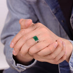 Sterling Silver Malachite Ring, Black Accent Inlay