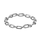Black Spinel Paperclip Link Bracelet with Caribiner Hook in Sterling Silver, 8.5"