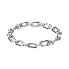 Paperclip Link Black Spinel Bracelet in Sterlin Silver, 8.5"