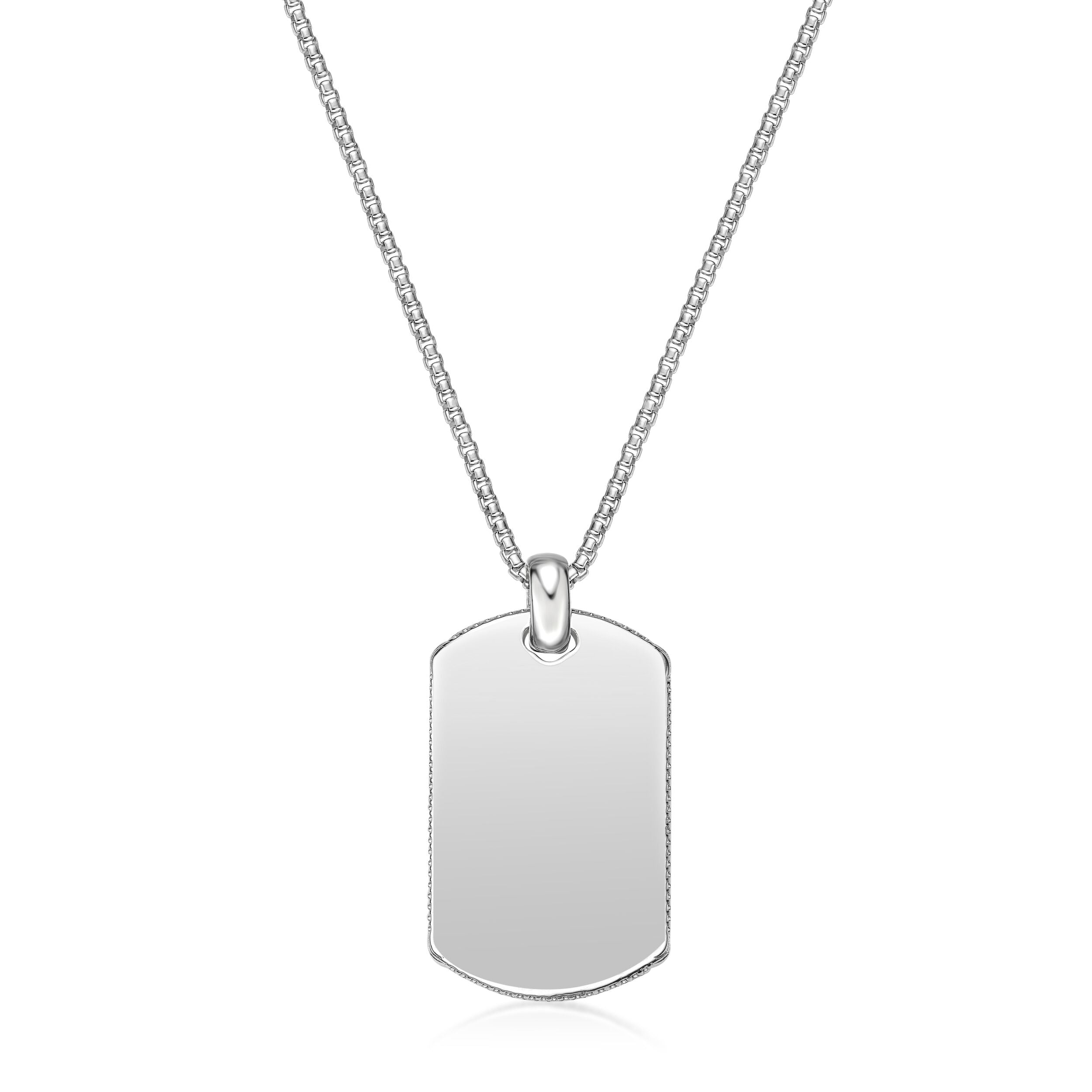 Sterling Silver Black Agate Dog Tag