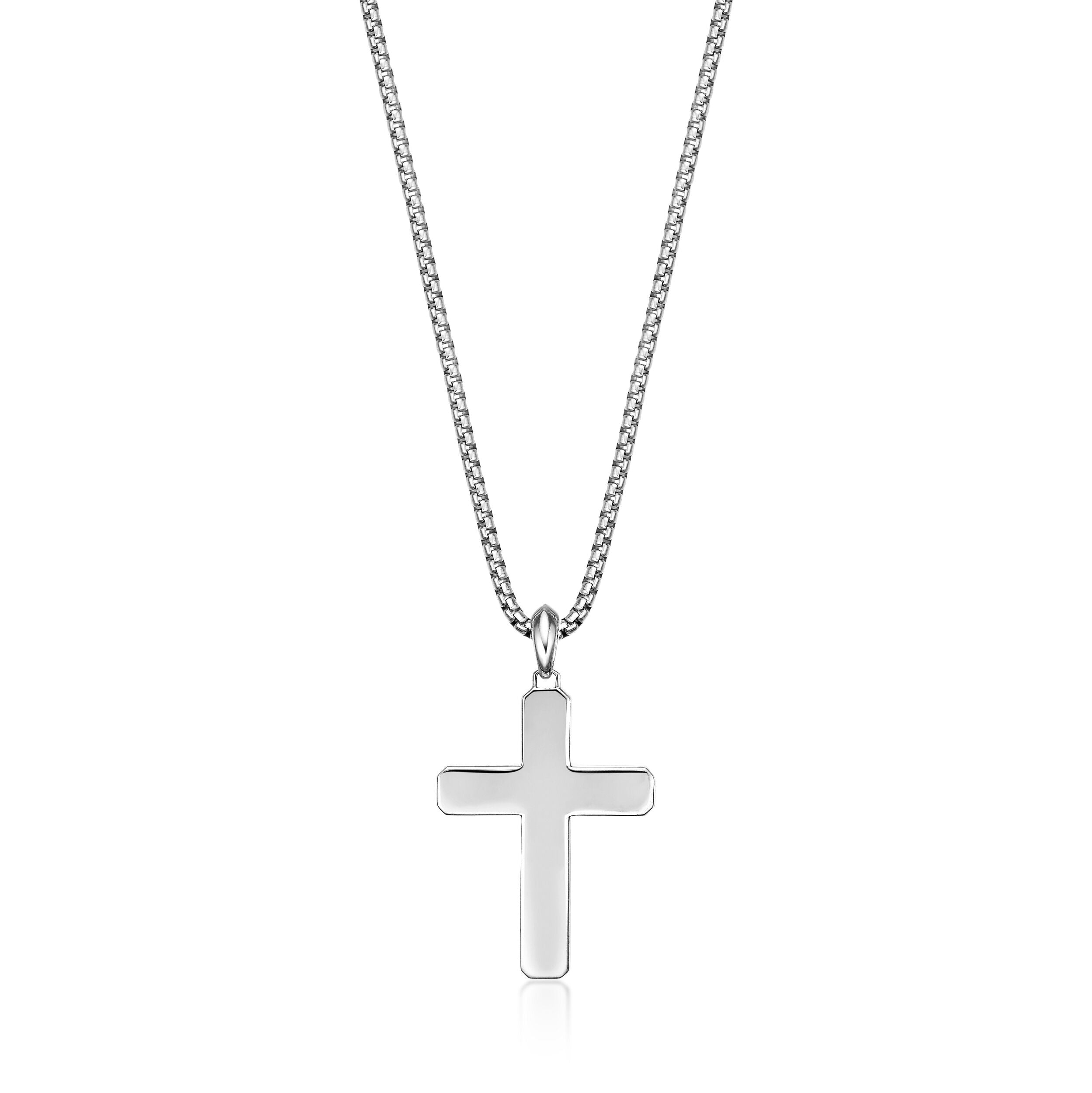 Sterling Silver Black Spinel Cross Pendant