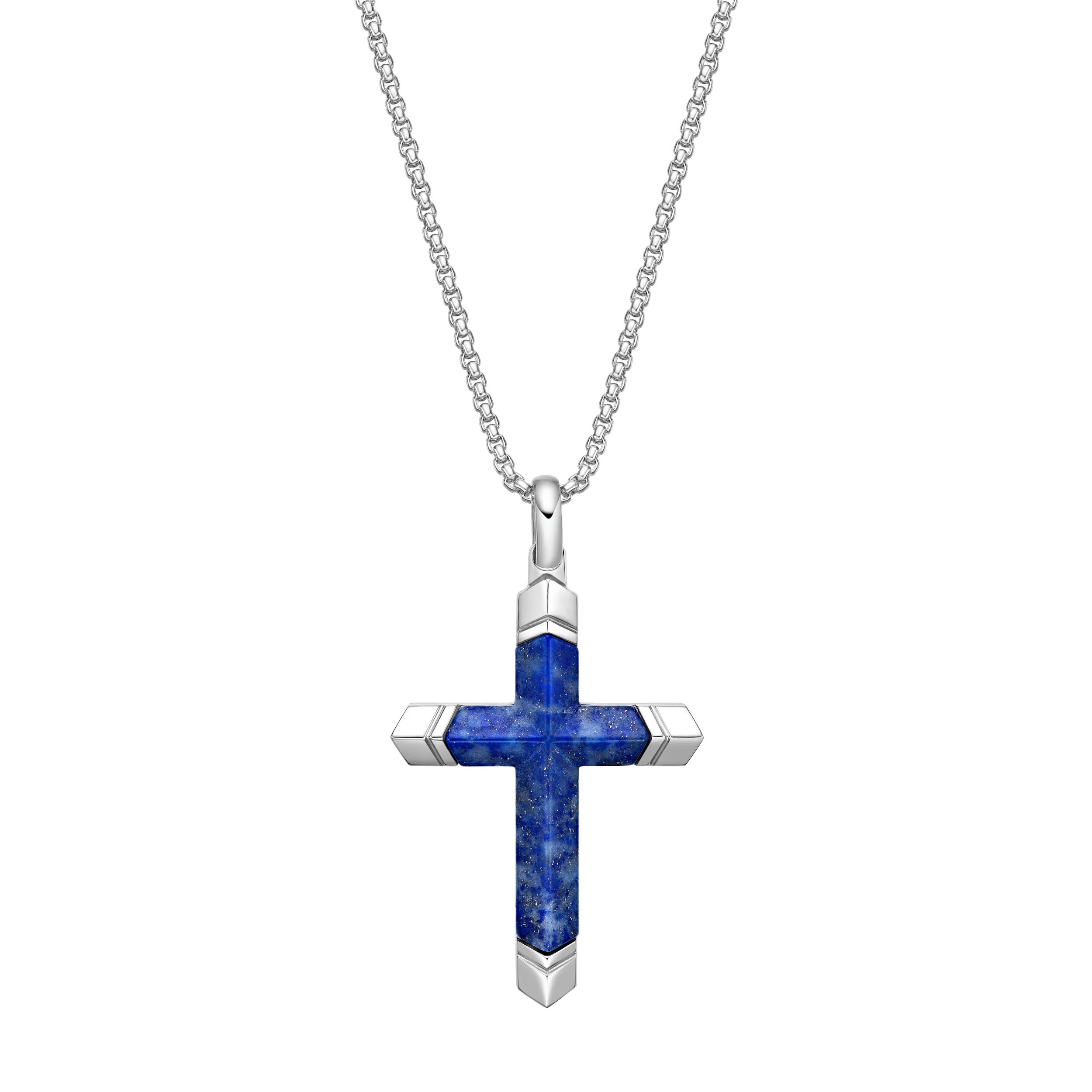 Ridged Cross Pendant in Stainless Steel