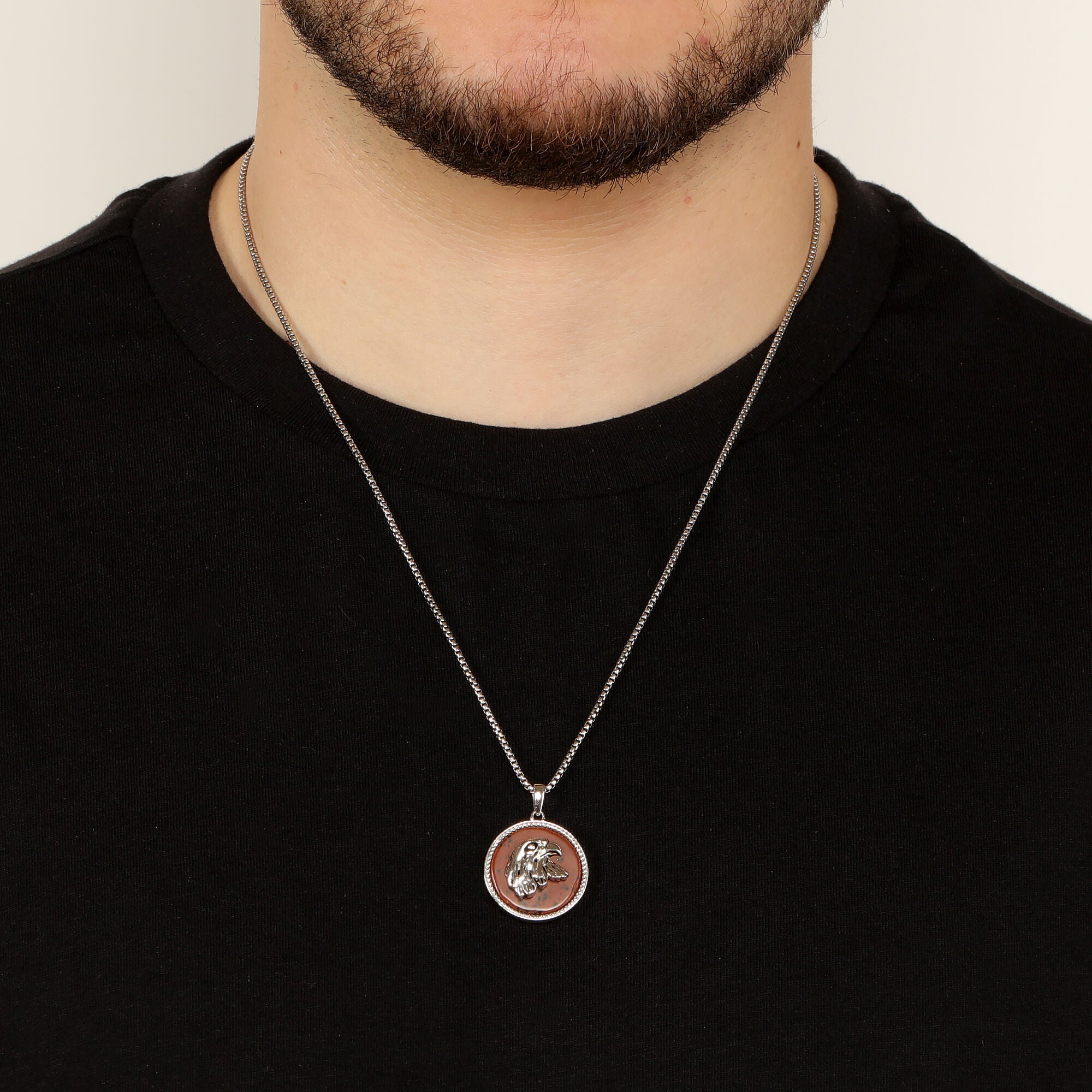 Sterling Silver Eagle's Head Medalion Pendant