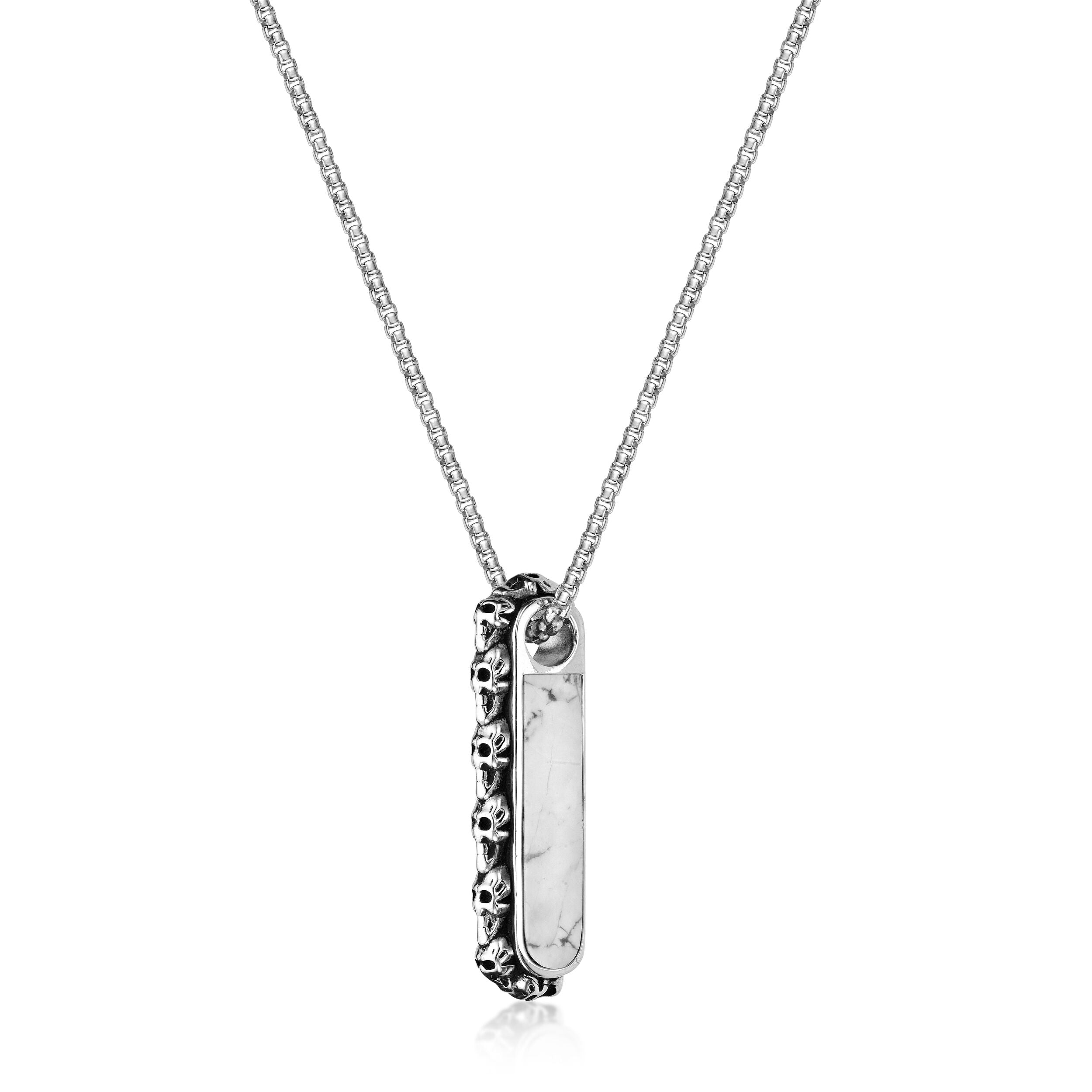 Sterling Silver Skull Bar Pendant