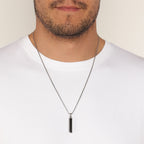 Sterling Silver Black Onyx Rounded Bar Pendant
