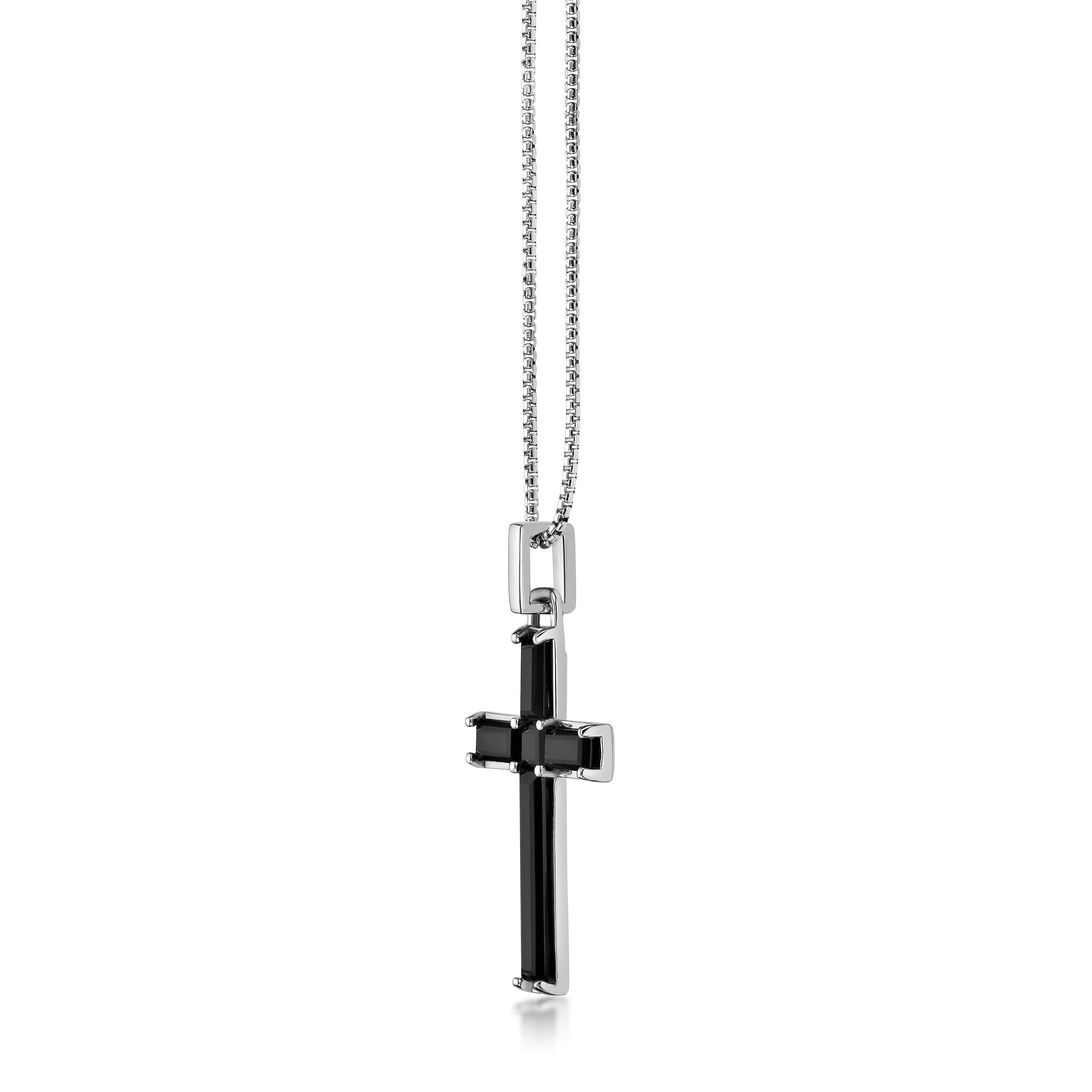 Sterling Silver Black Onyx Cross Pendant
