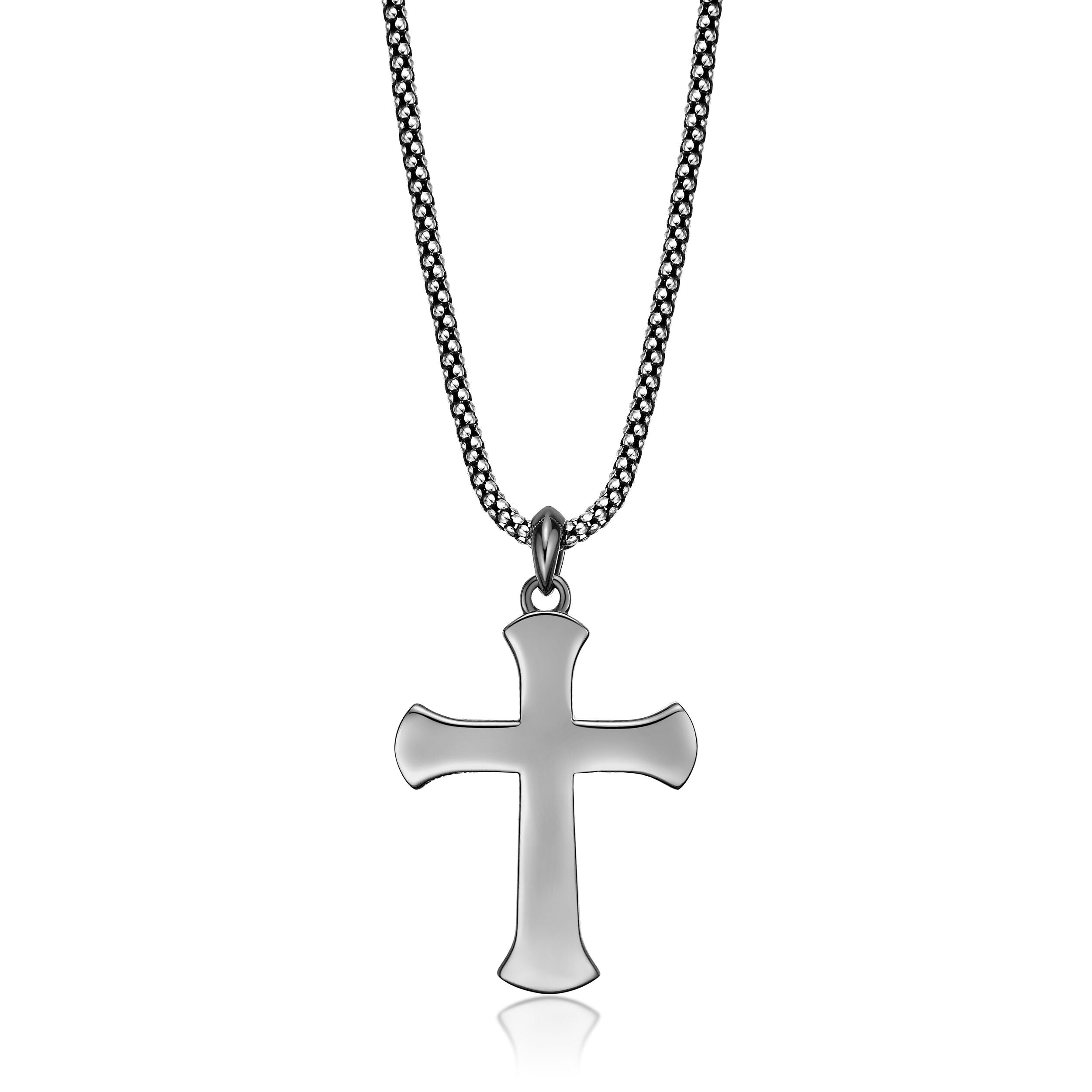 Sterling Silver Black Spinel Cross Pendant