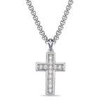 Sterling Silver Lab-Grown Diamond Outline Cross Pendant