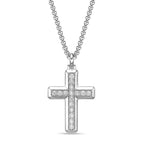Sterling Silver Lab-Grown Diamond Outline Cross Pendant