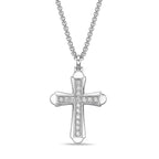 Sterling Silver Lab-Grown Diamond Outline Cross Pendant