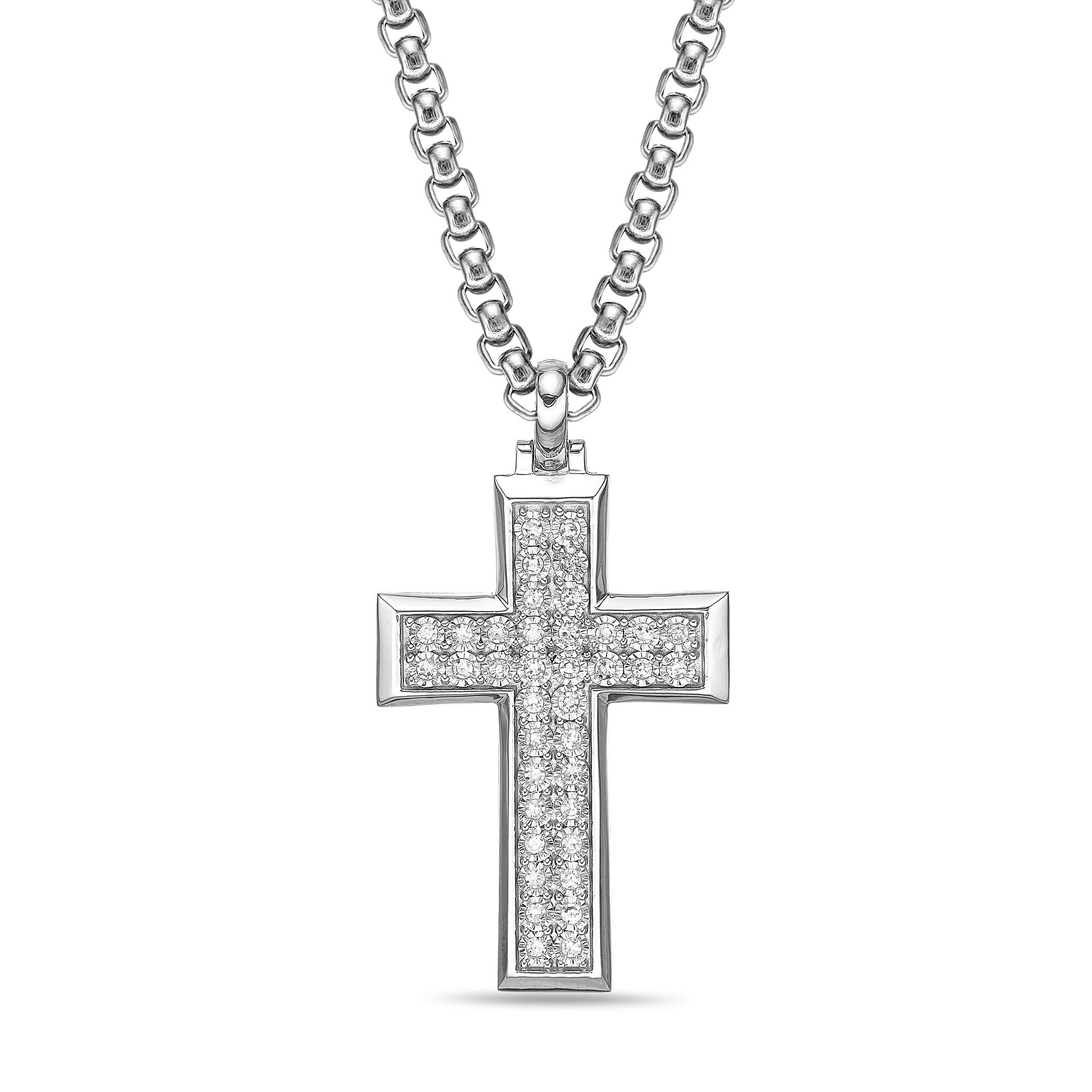 Sterling Silver Lab-Grown Diamond Pavé Cross Pendant