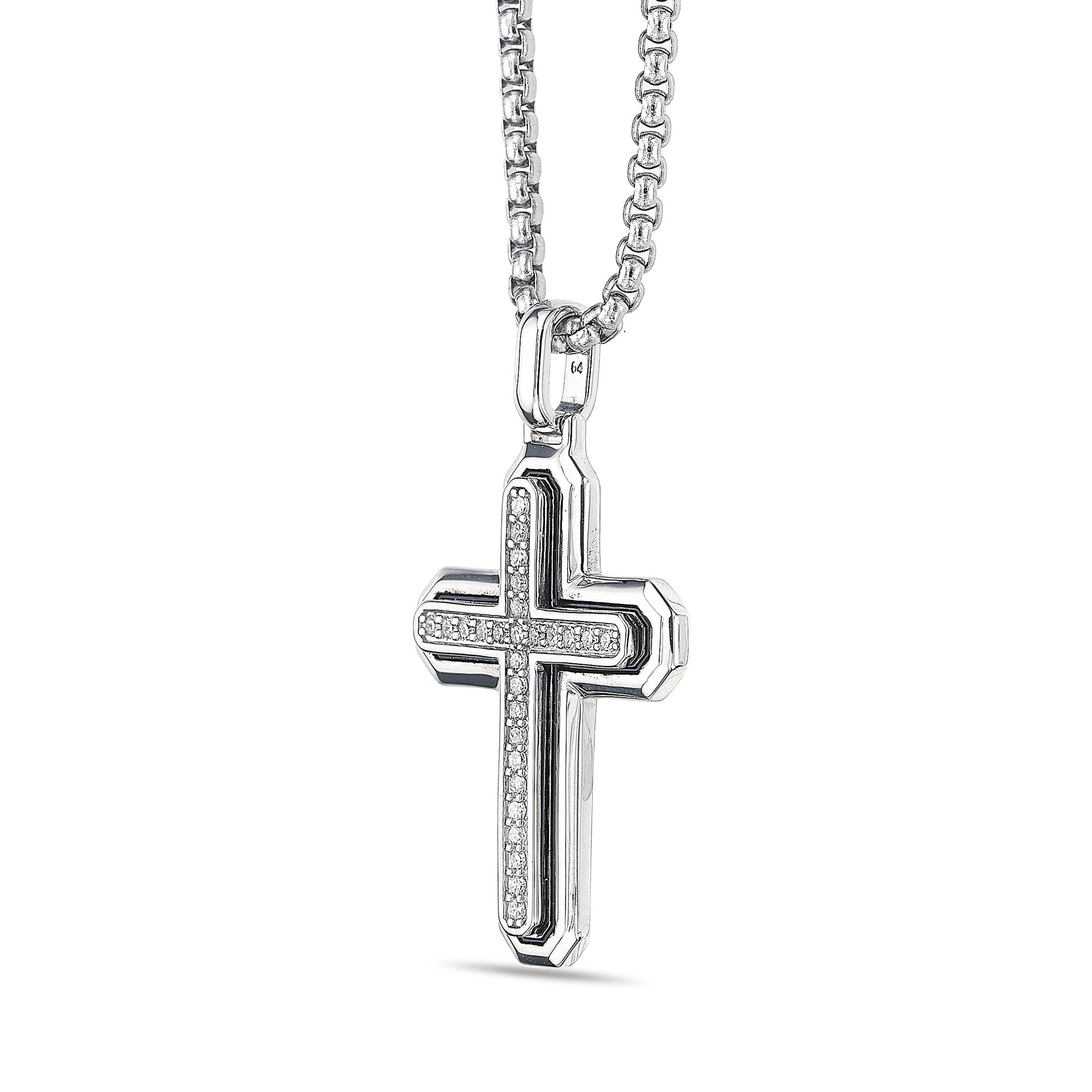 Sterling Silver Lab-Grown Diamond Framed Cross Pendant