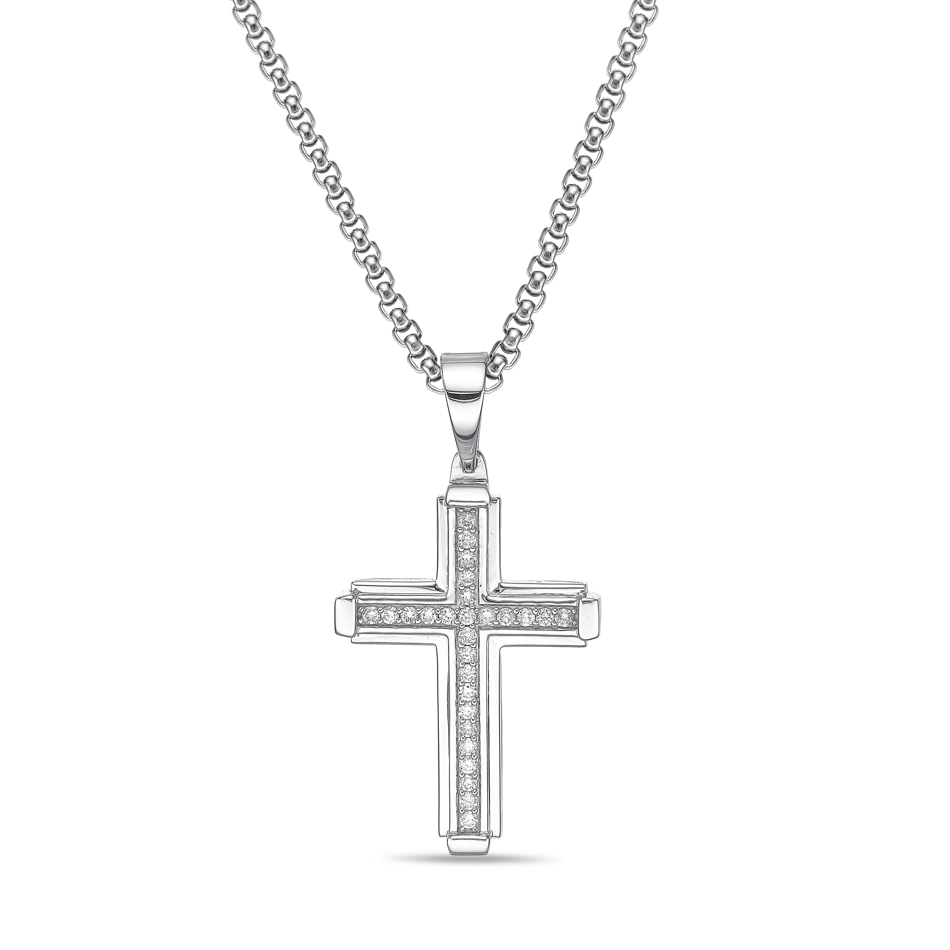Sterling Silver Lab-Grown Diamond Cross Pendant