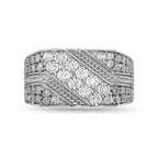 Sterling Silver Lab-Grown Diamond Diagonal Row Ring