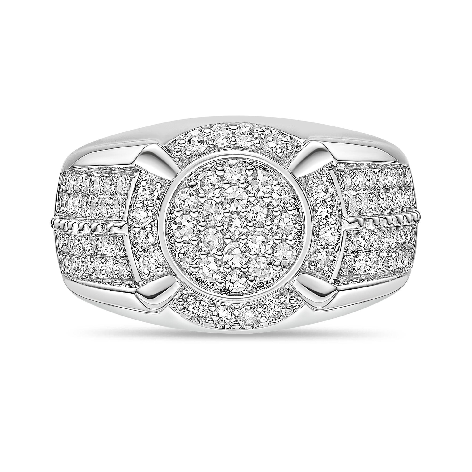 Sterling Silver Lab-Grown Diamond Cluster Ring