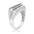 Sterling Silver Black Onyx Ring, Geometric Accents