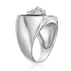 Lion's Head Statement Ring with Black Agate in Sterling Silver