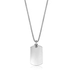 Tigetr's Head Black Agate Dog Tag Pendant in Sterling Silver, 24"