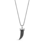 0.50 cttw Black Diamond Fang Pendant in Sterling Silver, 24"