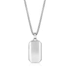 Chevron Black Onyx Dog Tag Pendant in Sterling Silver, 24"