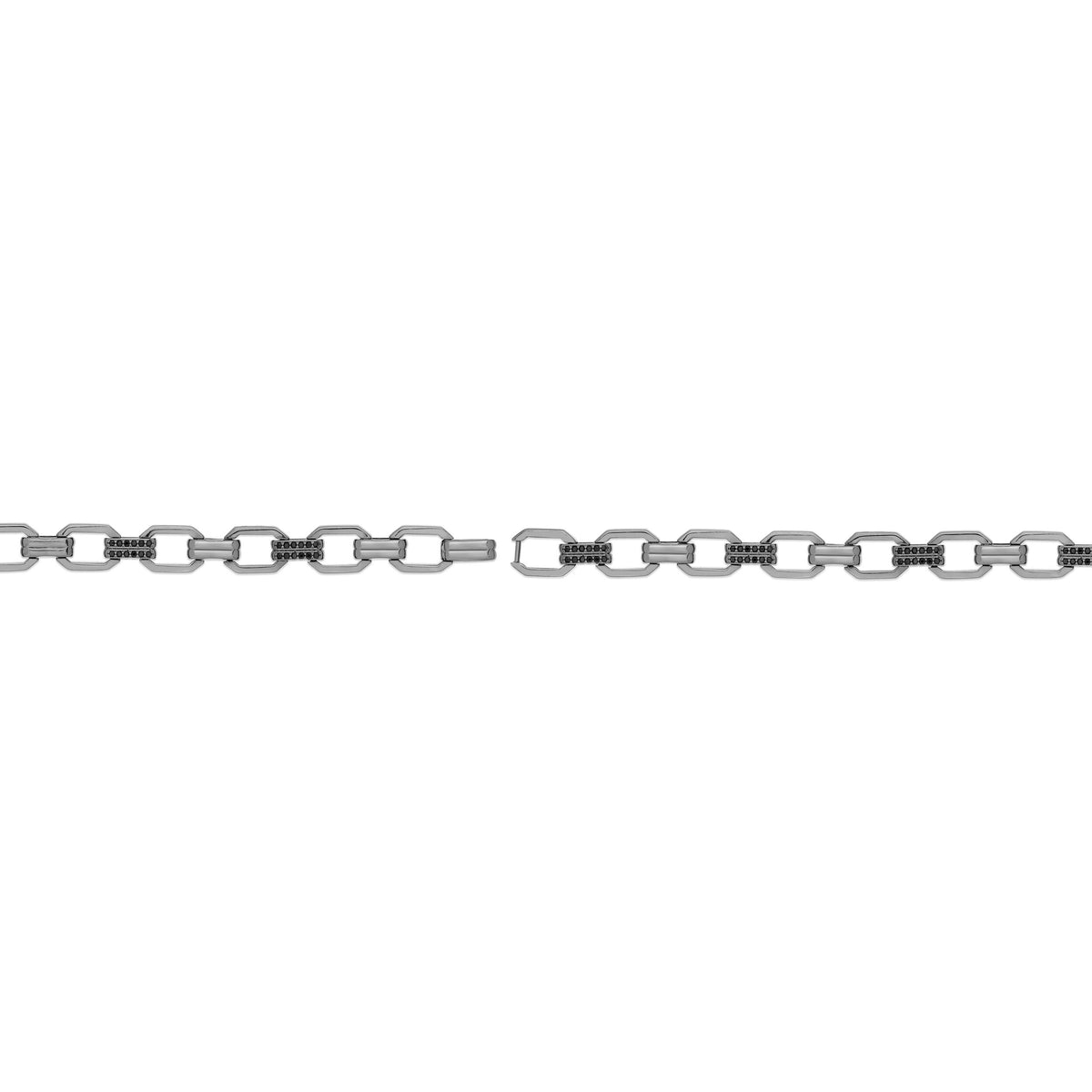 Black Spinel Link Bracelet in Sterling Silver, 9.75"