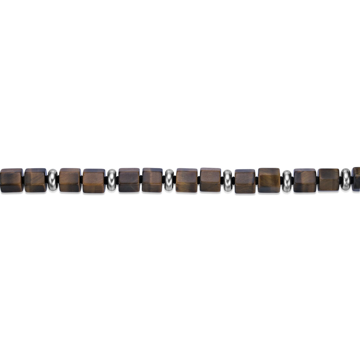 Tiger Eye Hexagon Chunky Beaded Bracelet in Sterling Silver, 8"