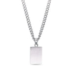 Black Agate Dog Tag Pendant in Sterling Silver, 24"