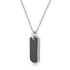 Sterling Silver Black Agate Dog Tag