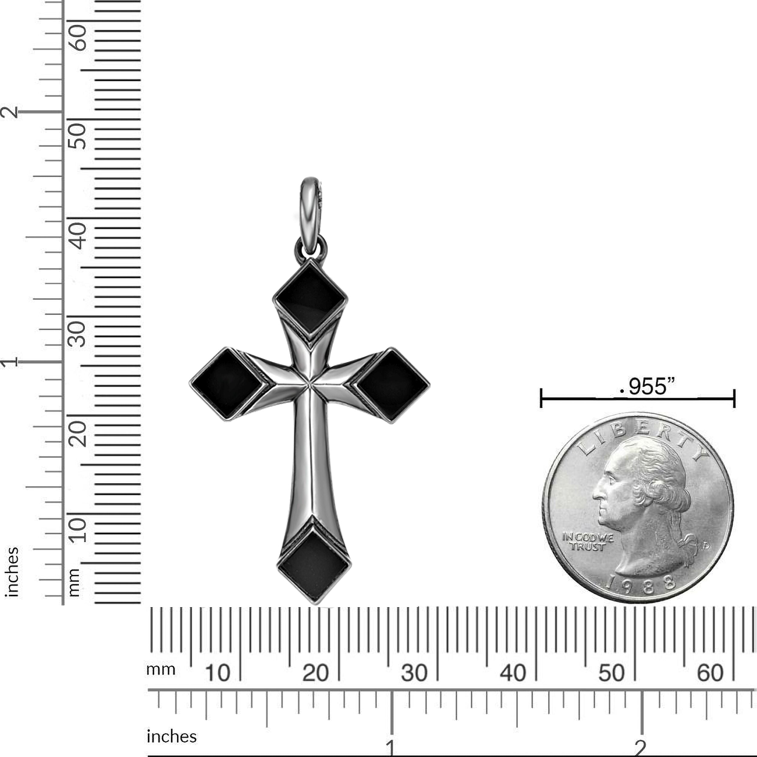 Sterling Silver Black Onyx Cross Pendant