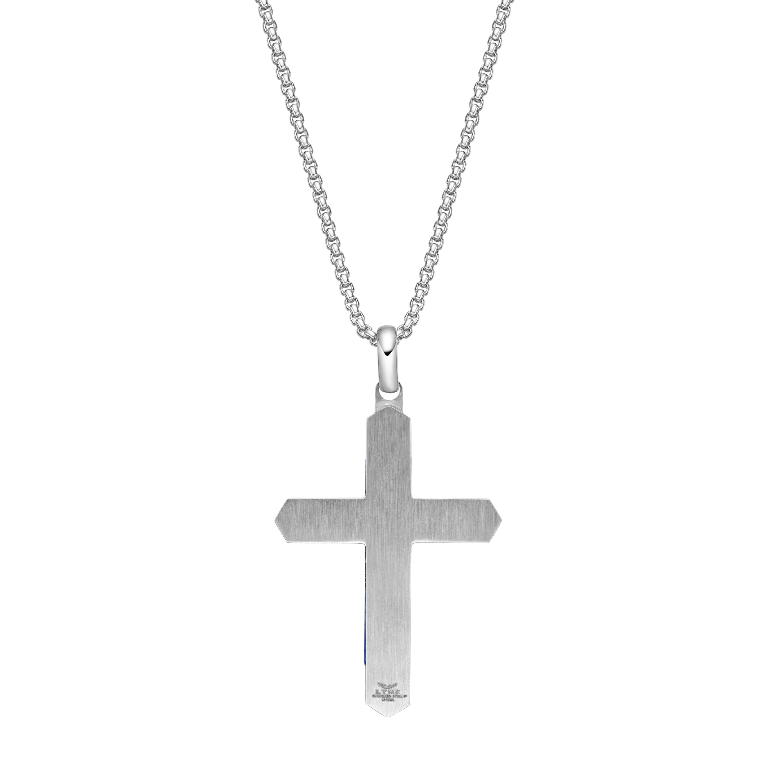 Ridged Cross Pendant in Stainless Steel