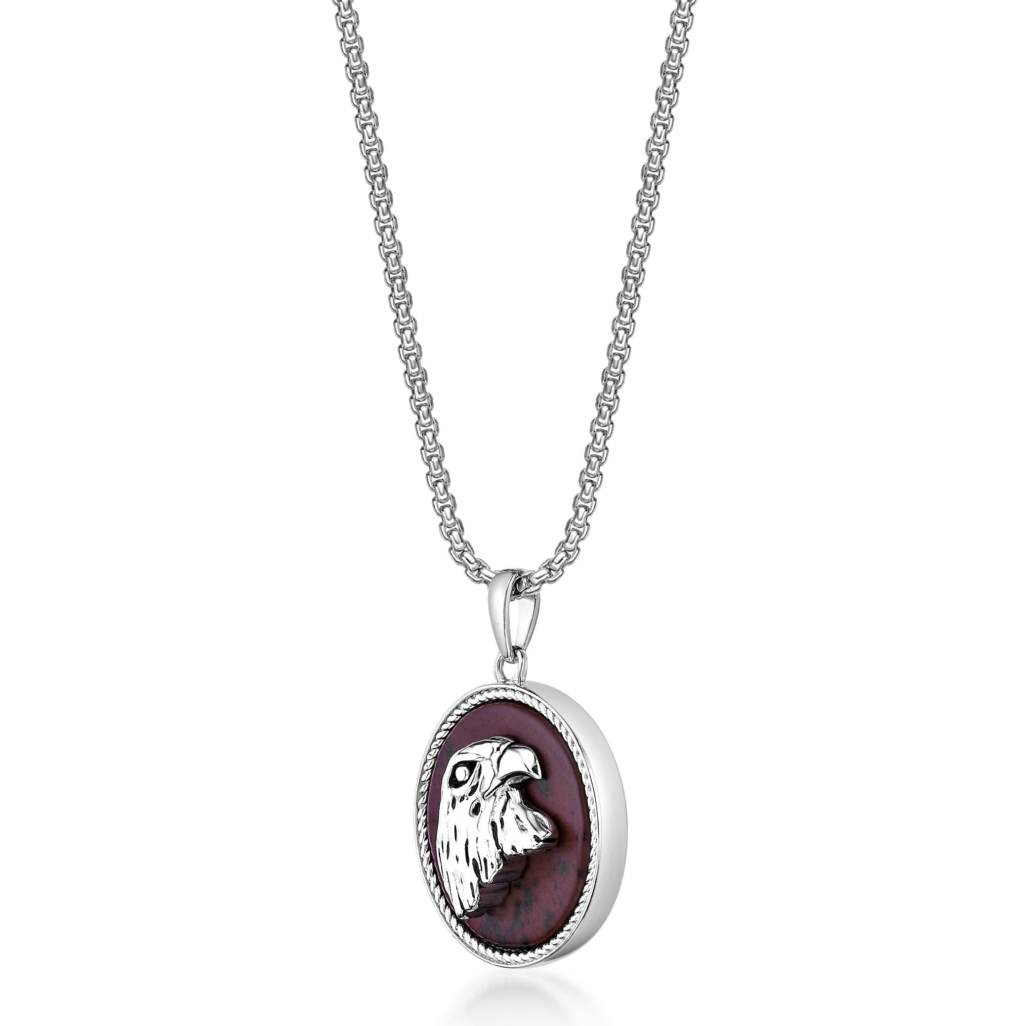 Sterling Silver Eagle's Head Medalion Pendant