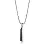 Sterling Silver Black Onyx Rounded Bar Pendant