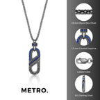 Sterling Silver Paperclip Pendant with Created Sapphire