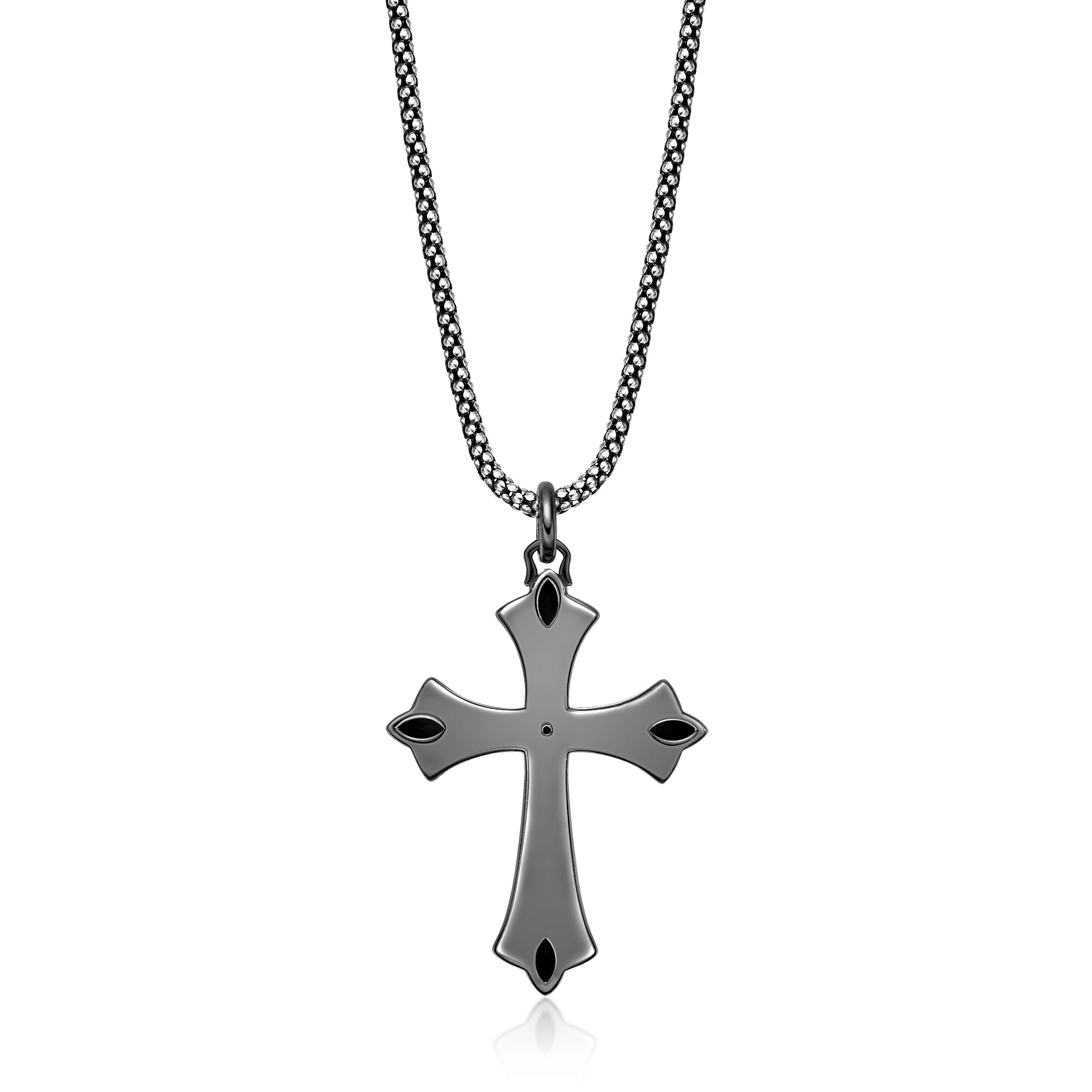 Sterling Silver Black Spinel Cross Pendant